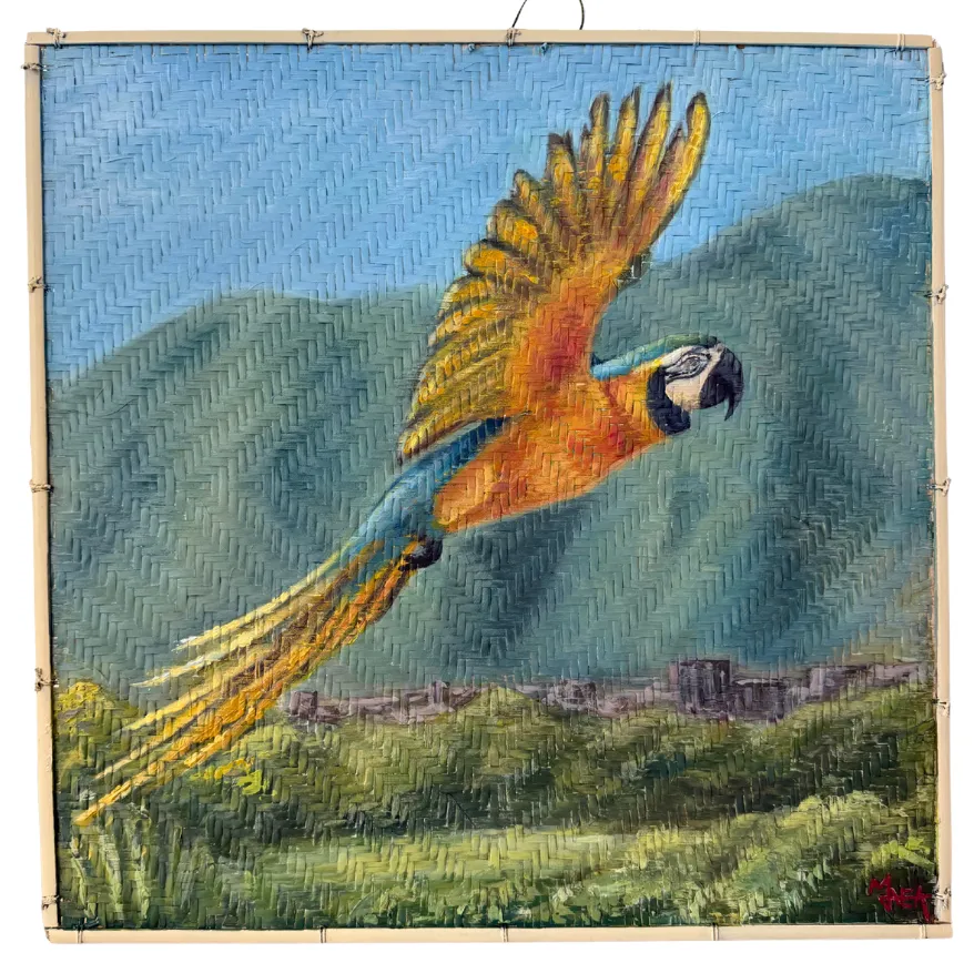 Acrylic on a Woven Basket